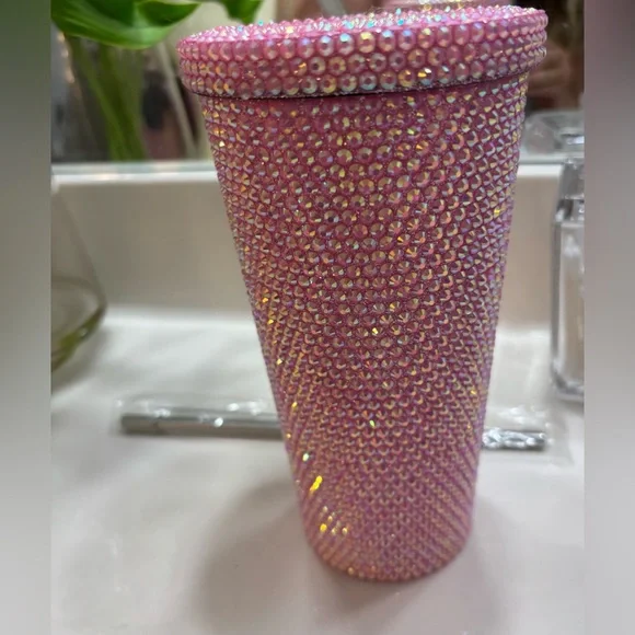 Mariah Carey Pink Rhinestone Tumbler with Straw - Picture 2 of 3